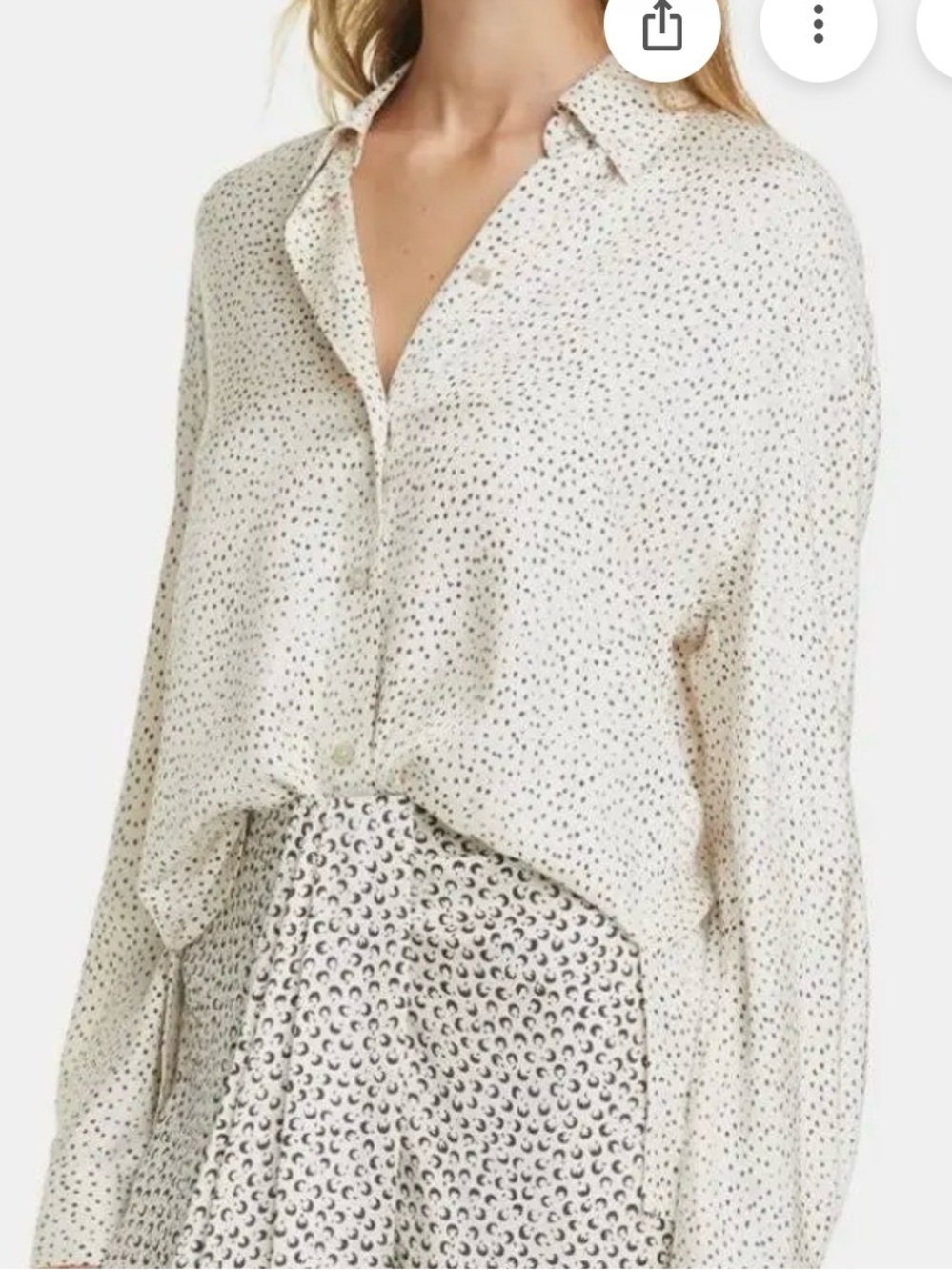 Vince Silky Ivory Dotted Button-Up Shirt - Vero Moda